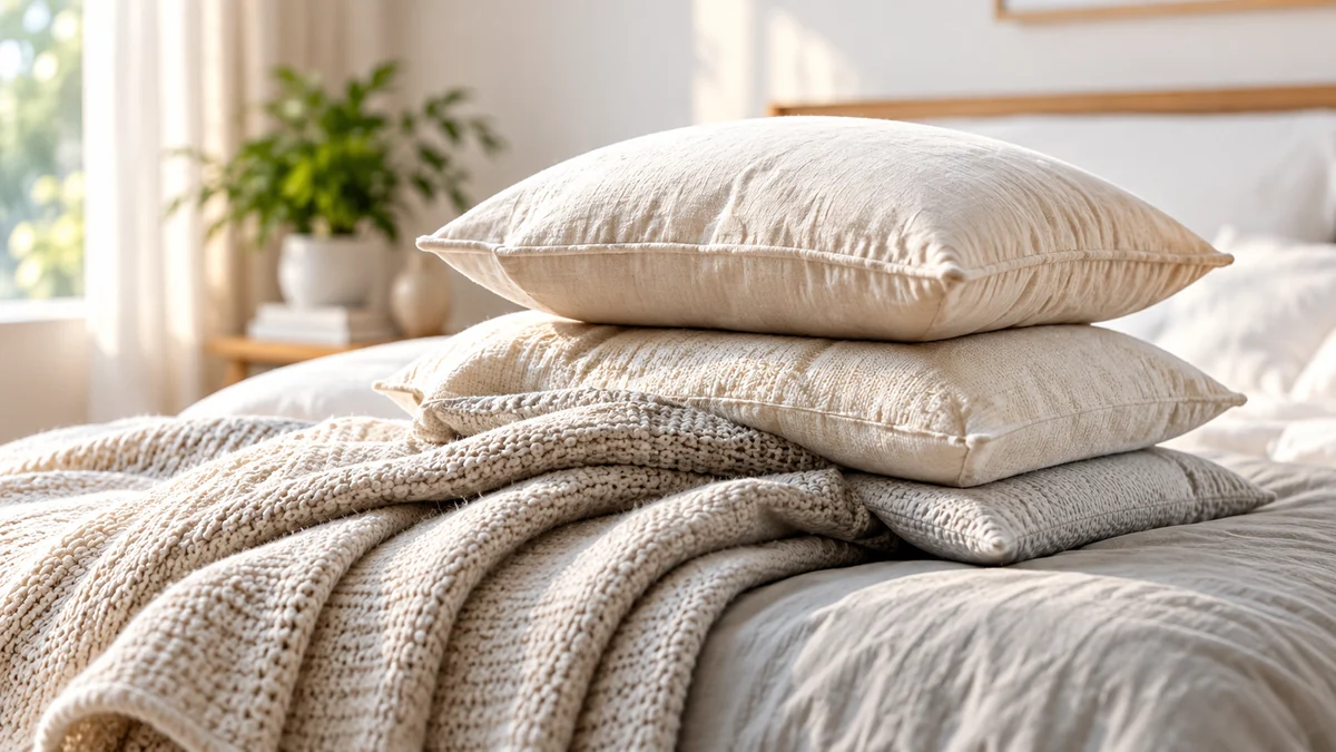 Pillows and soft bedding for sleep comfort
