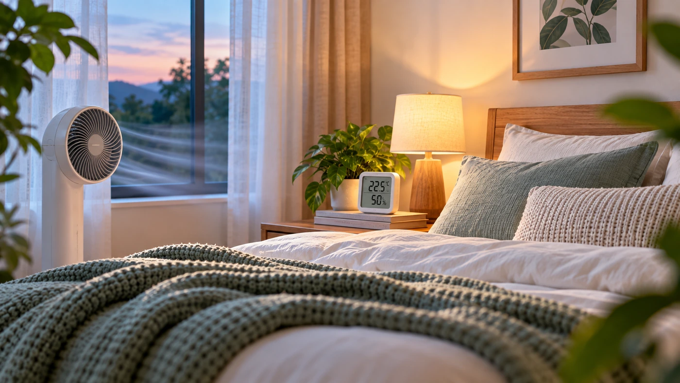 Cool bedroom temperature for restful sleep